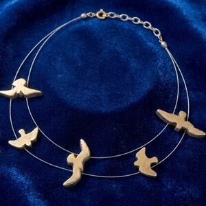 Artisan Necklace Bird Motif Silver-Toned Mixed Metal Brand Mozaic